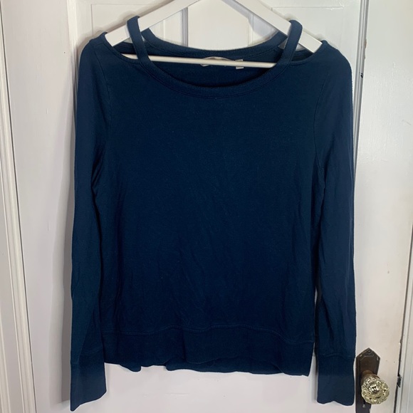 Athleta Cut Out Neck Sweatshirt Top Constellation Blue W-309 Size Small - Picture 4 of 10